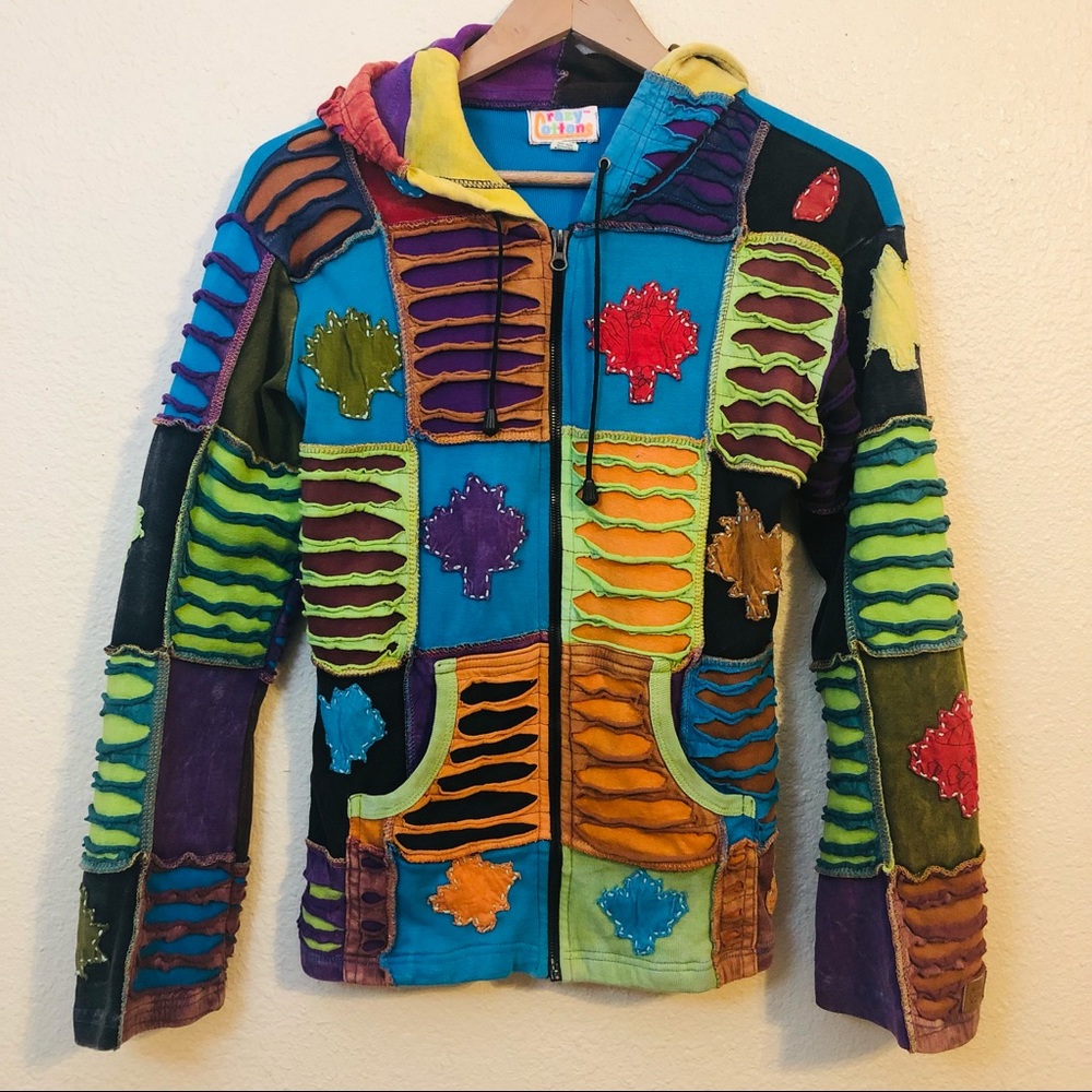 Crazy cottons patchwork zip up hoodie - image 2
